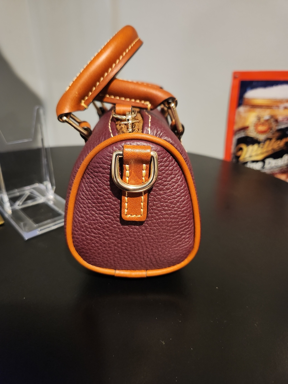 Dooney & Bourke Mini Barrel Crossbody Bordeaux Leather (R2628 BX) - Picture 5 of 10